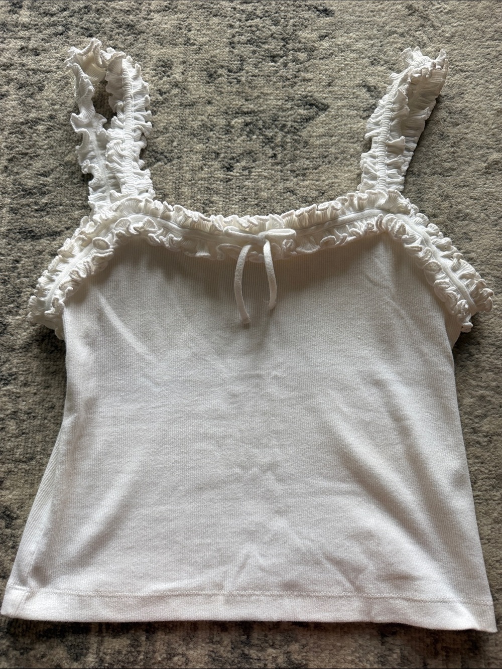 Maeve White Ruffle-Trim Tank Top